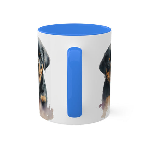 Rottweiler Pupies - Color Accent Mugs, 11oz